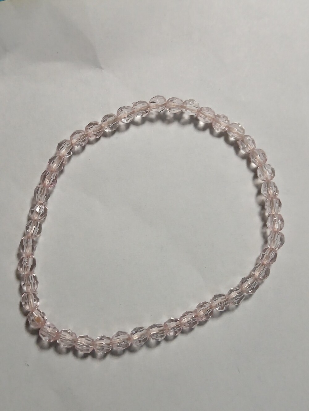 Glass Bead Stretch Bracelet - Light Pink